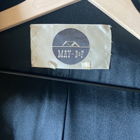 VINTAGE black fur collared wool jacket - Picture 6 of 7